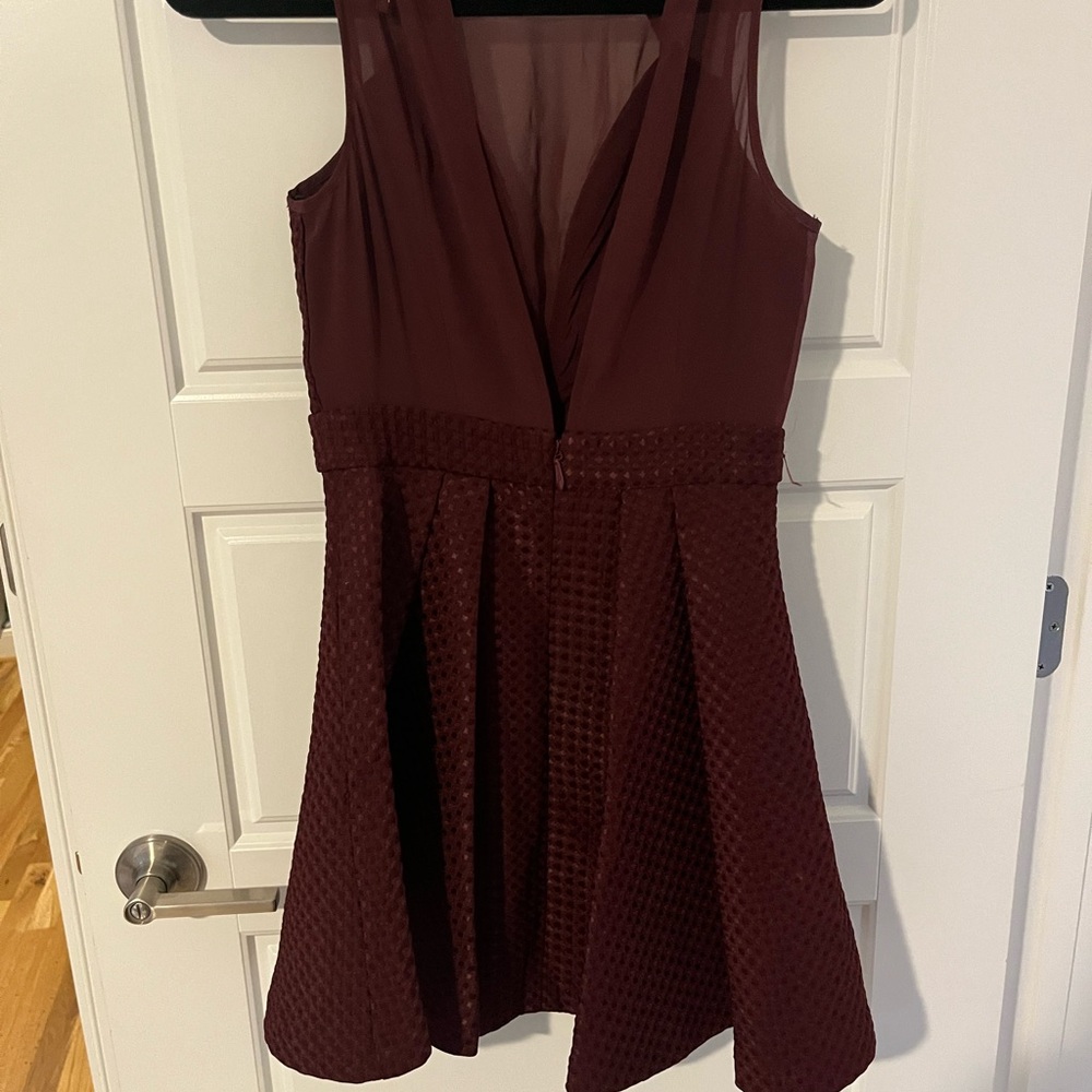 BCBG Burgundy Textured Mini Dress